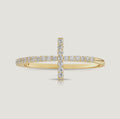 14K Solid Gold Cross Diamond Ring