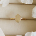 18K Gold Plated Oval Engraved Cross Ring
