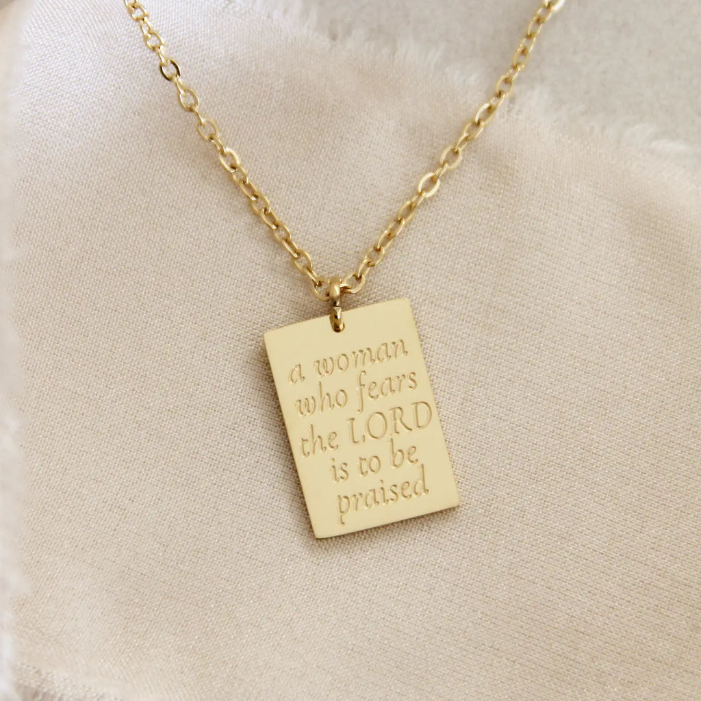 18K Gold Plated Proverbs 31, A Woman Fears the Lord Necklace