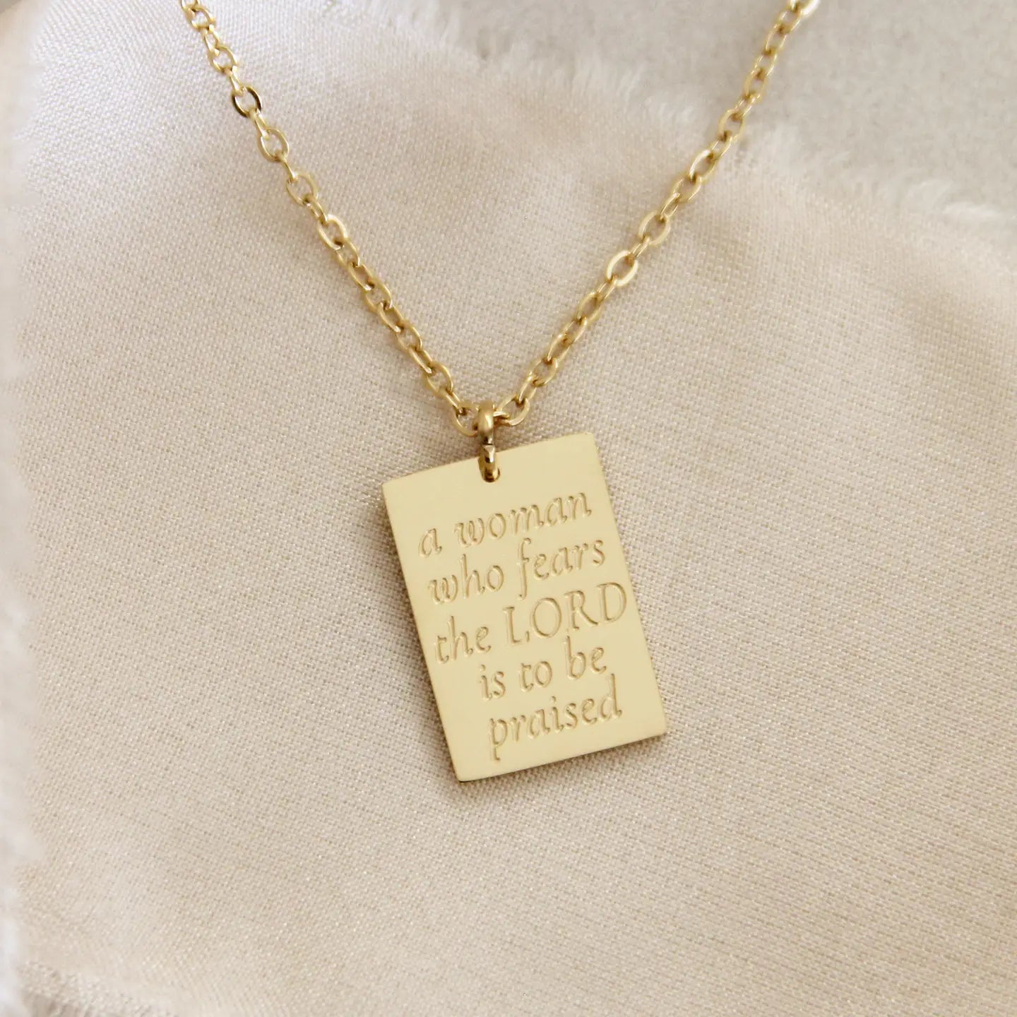 18K Gold Plated Proverbs 31, A Woman Fears the Lord Necklace