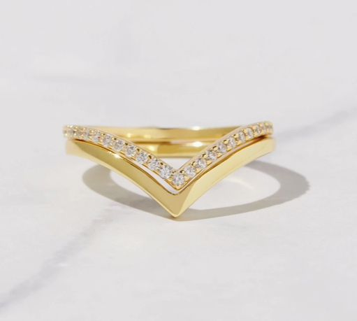 14K Gold Plated Chevron Set Ring