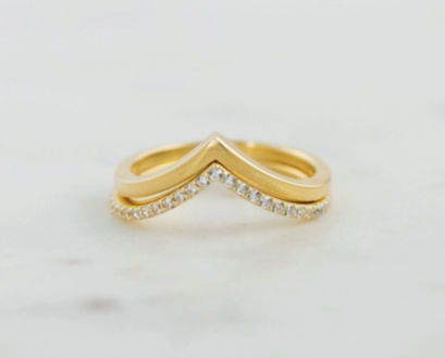 14K Gold Plated Chevron Set Ring
