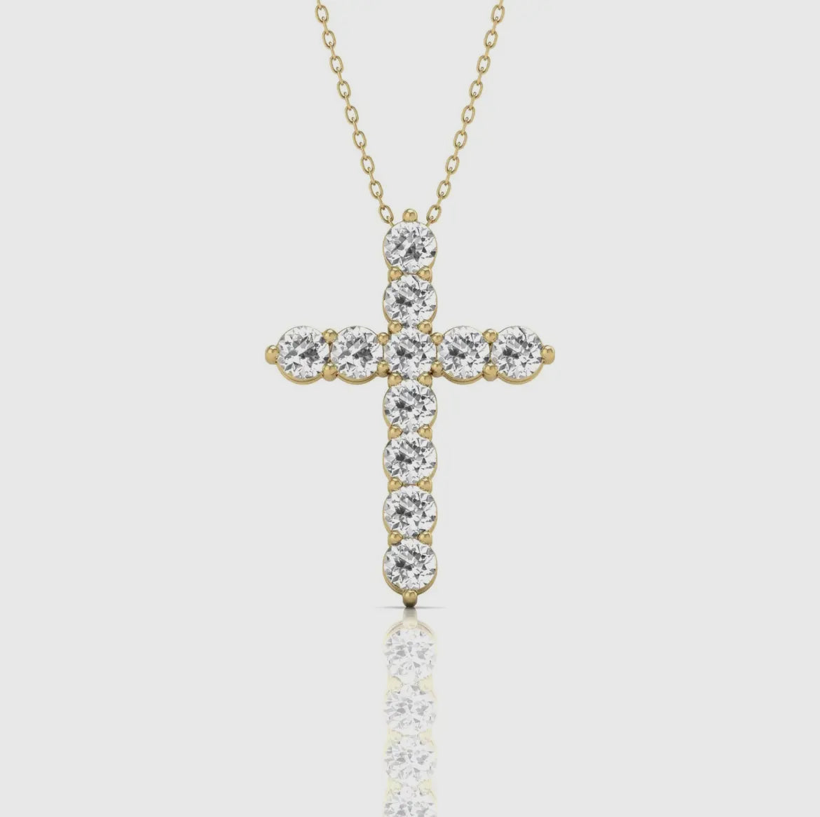 14K Solid Gold Diamond Cross Necklace