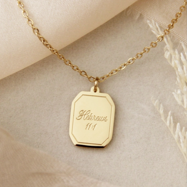 18K Gold Plated Hebrews 11:1, Necklace
