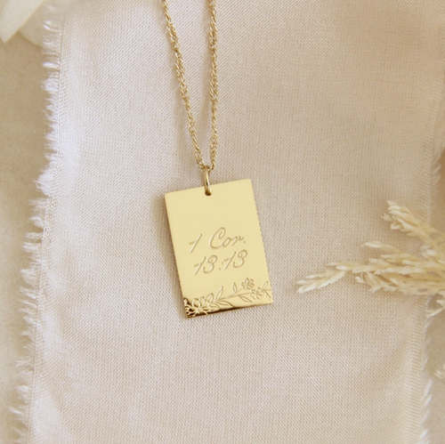 18K Gold Plated 1 Corinthians 13:13, Faith, Hope, Love Necklace