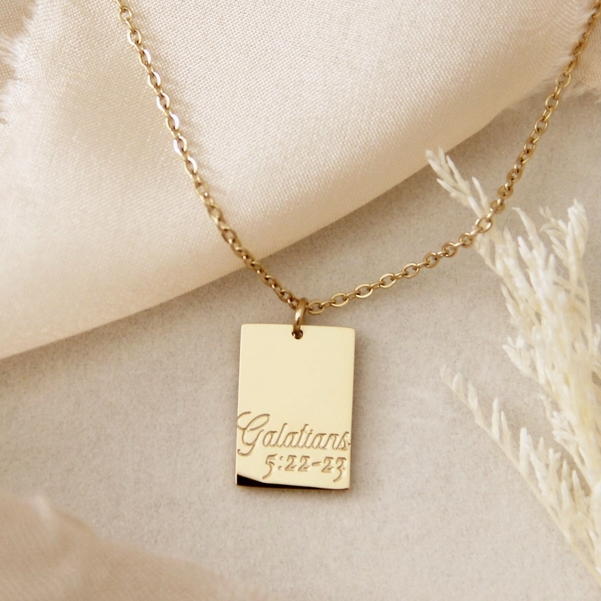 18K Gold Plated Galatians 5:22-23, Fruit of the Spirit Necklace