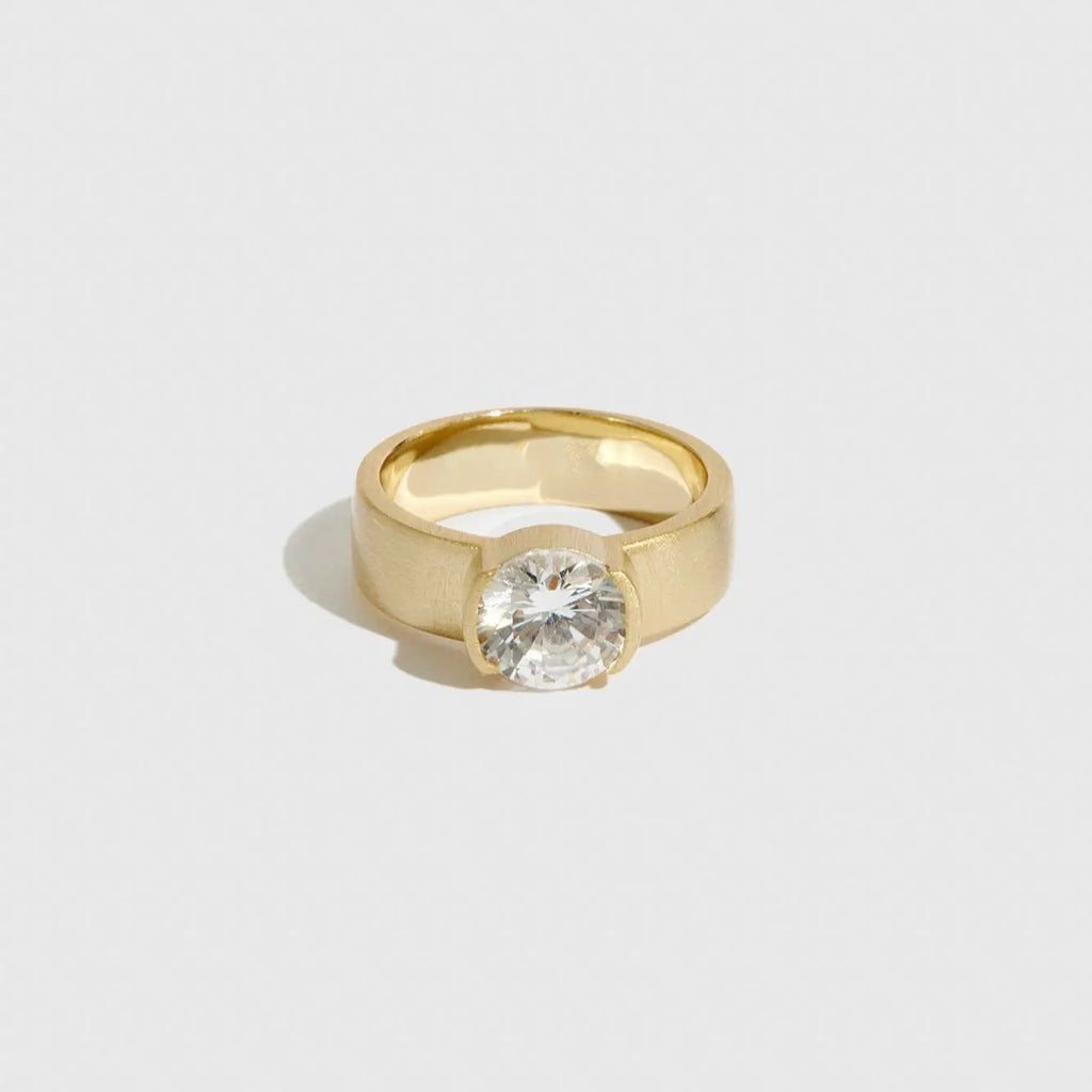 14K Gold Plated Chunky Round-Cut Solitaire Ring