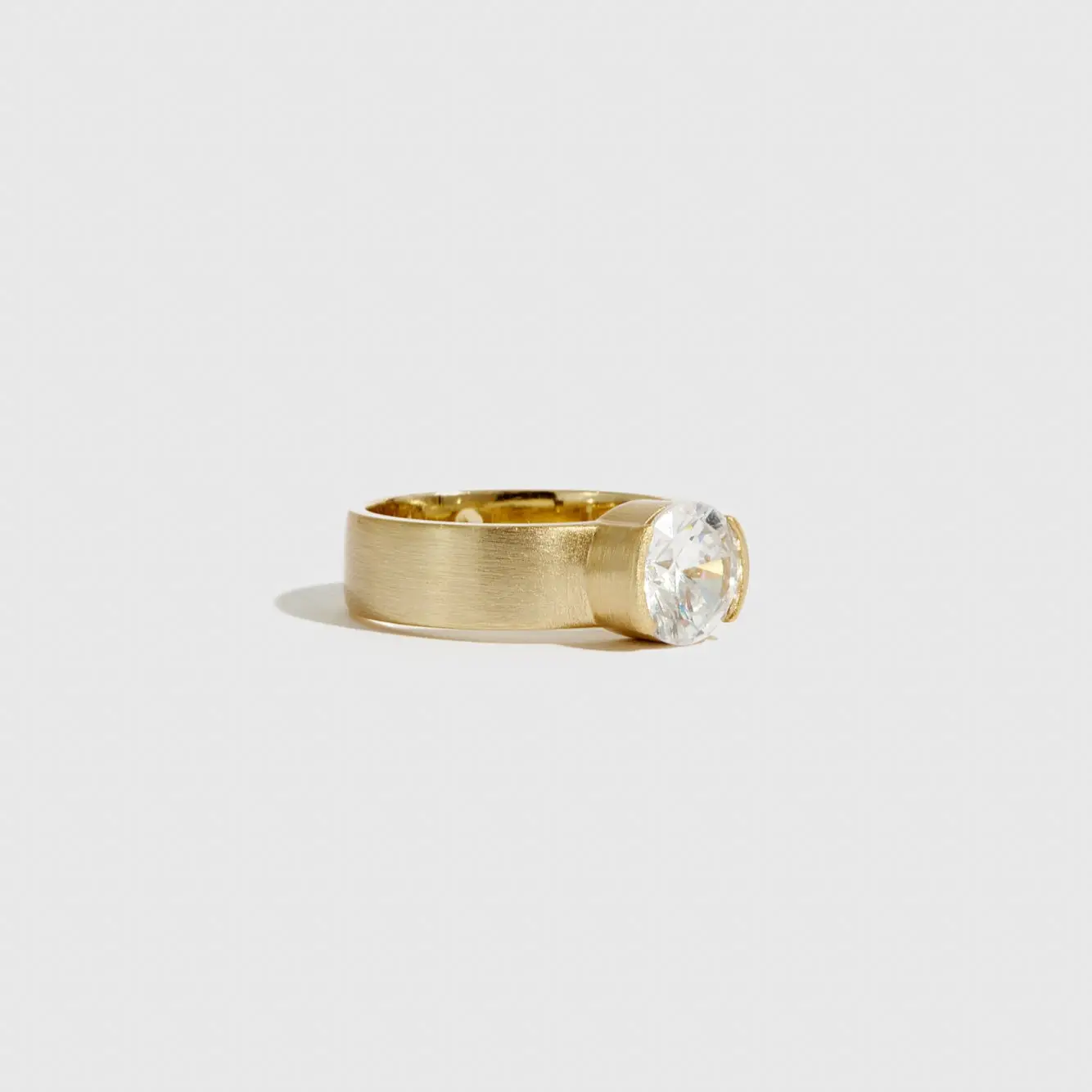 14K Gold Plated Chunky Round-Cut Solitaire Ring