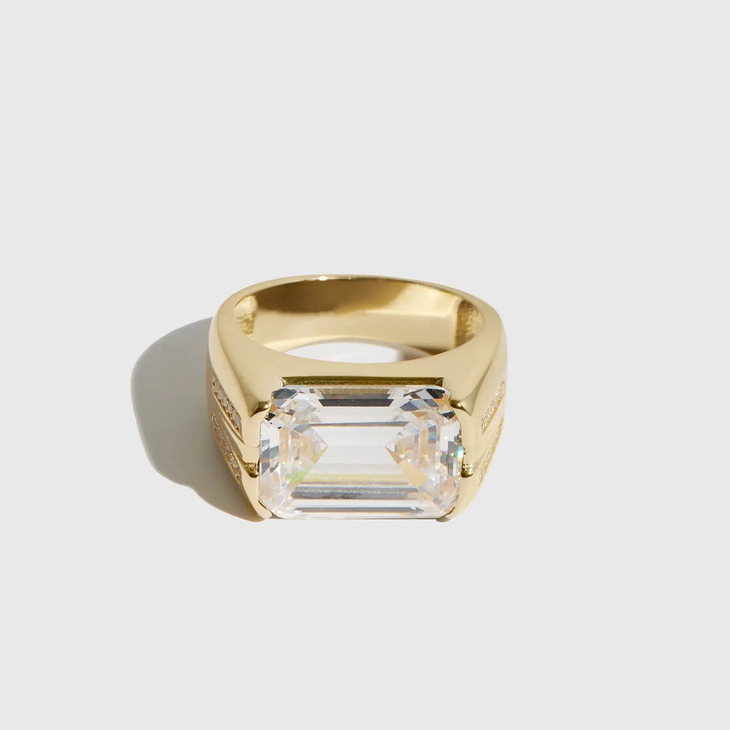 14K Gold Plated Signet Gem Ring