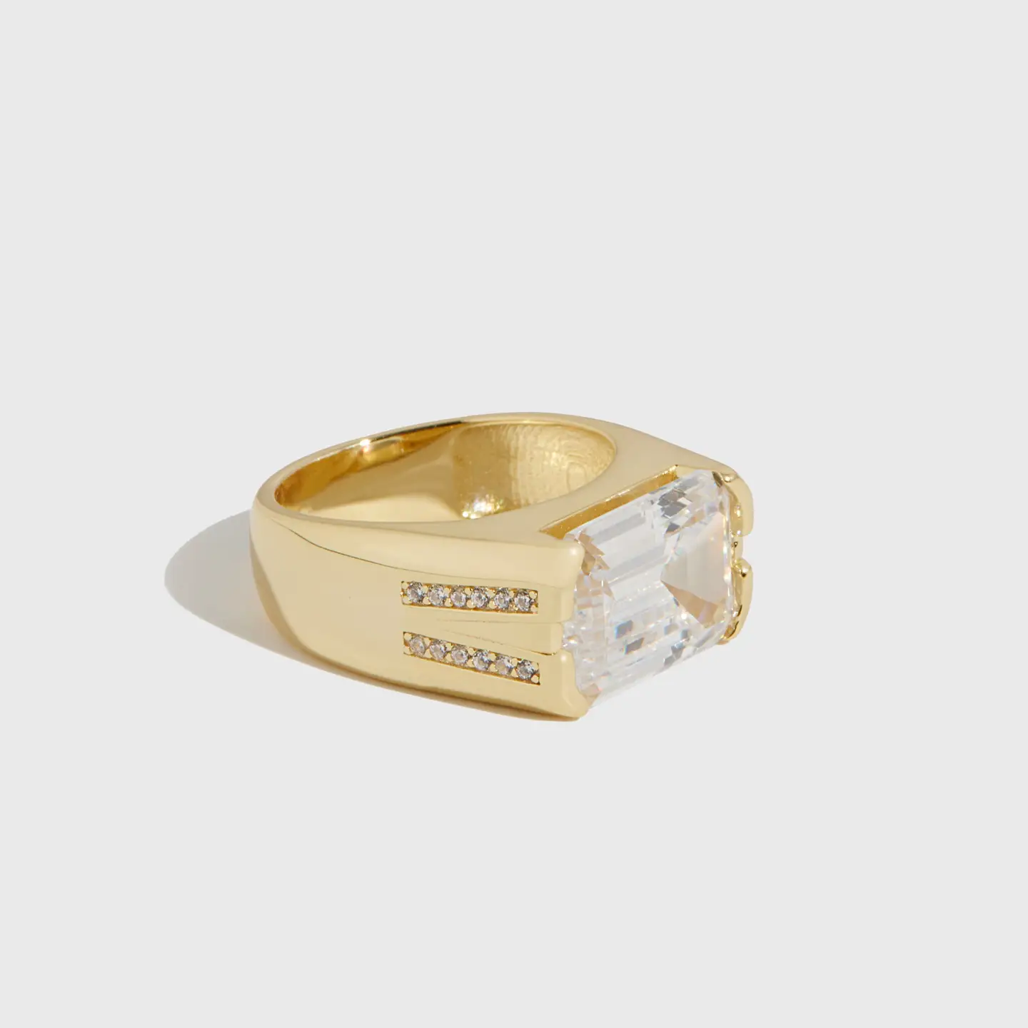 14K Gold Plated Signet Gem Ring