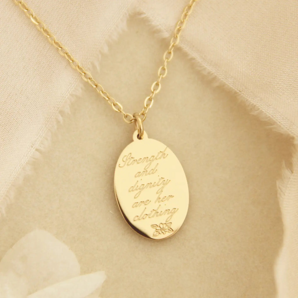 18K Gold Plated Proverbs 31:25, Strength and Dignity