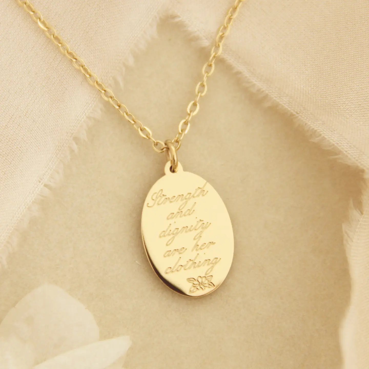 18K Gold Plated Proverbs 31:25, Strength and Dignity