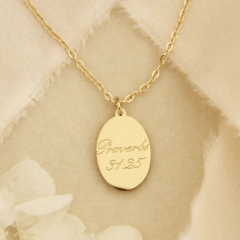18K Gold Plated Proverbs 31:25, Strength and Dignity