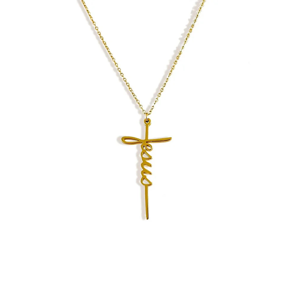 14K Gold Plated Jesus Cross Necklace