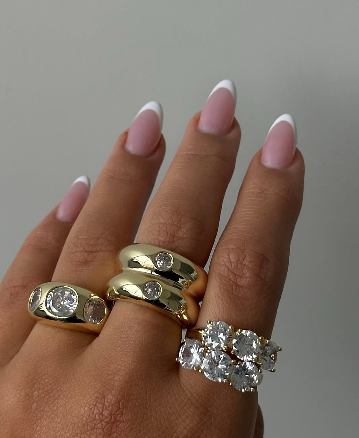 14K Gold Plated Three Stone Modular Ring