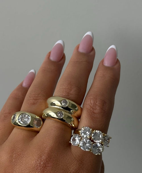 14K Gold Plated Three Stone Modular Ring