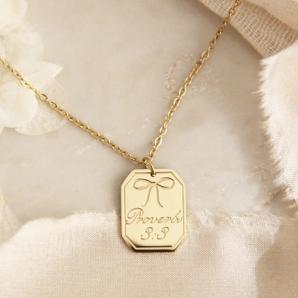 18K Gold Plated Proverbs 3:3, Steadfast Love Faithfulness Necklace