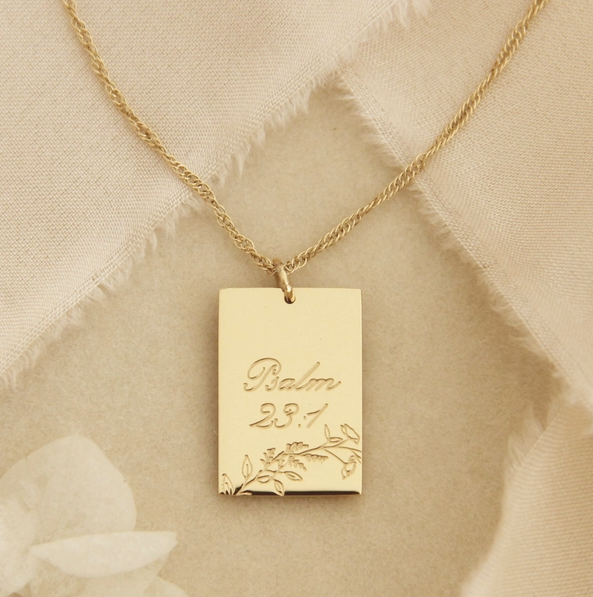 18K Gold Plated Psalm 23:1, the Lord Is My Shepherd Necklace