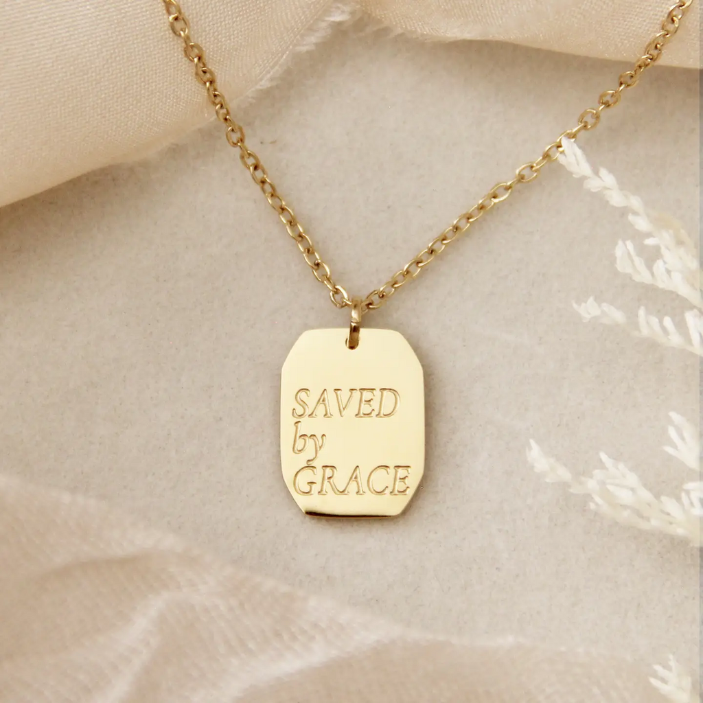 18K Gold Plated Ephesians 2:8, Saved by Grace Necklace