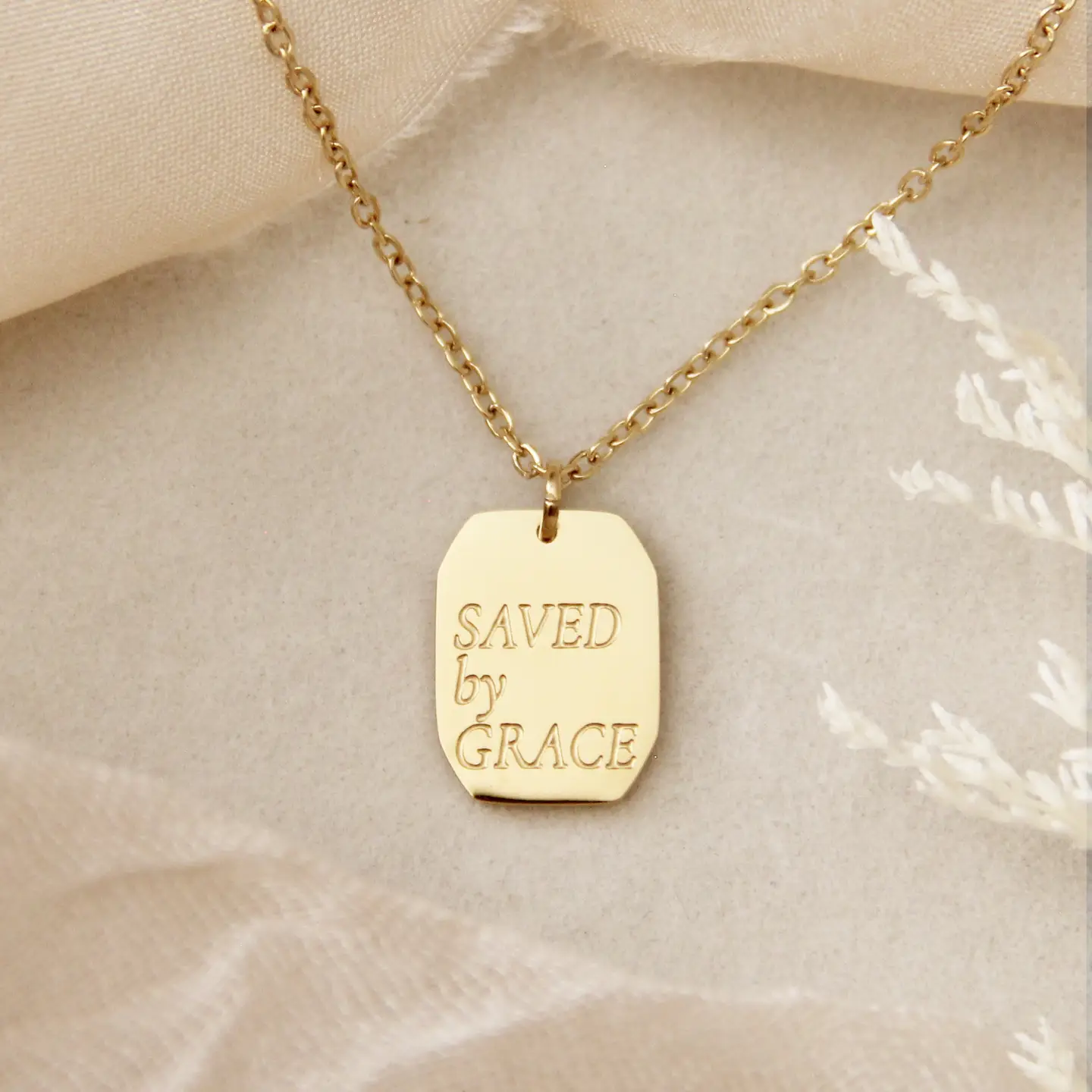 18K Gold Plated Ephesians 2:8, Saved by Grace Necklace