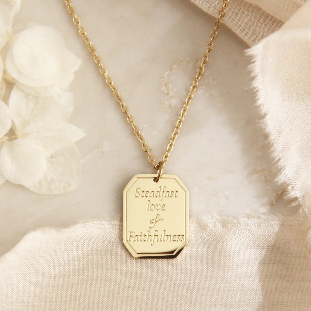 18K Gold Plated Proverbs 3:3, Steadfast Love Faithfulness Necklace