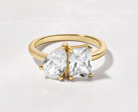 14k Gold Plated Toi Et Moi Ring