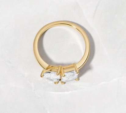 14k Gold Plated Toi Et Moi Ring